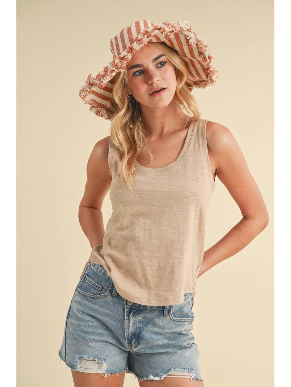 Relaxed Slub Knit Scoop Tank
